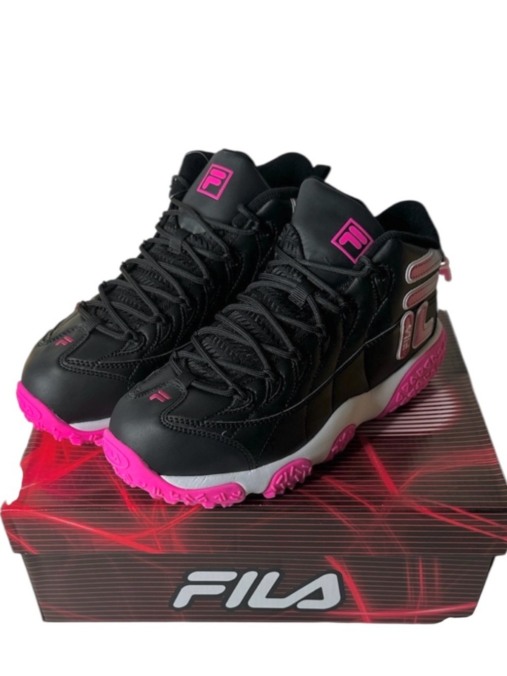Fila Girl's Snake Dancer Wide Black Pink White Sneakers Size 6 Youth New in Box! - Picture 1 of 7